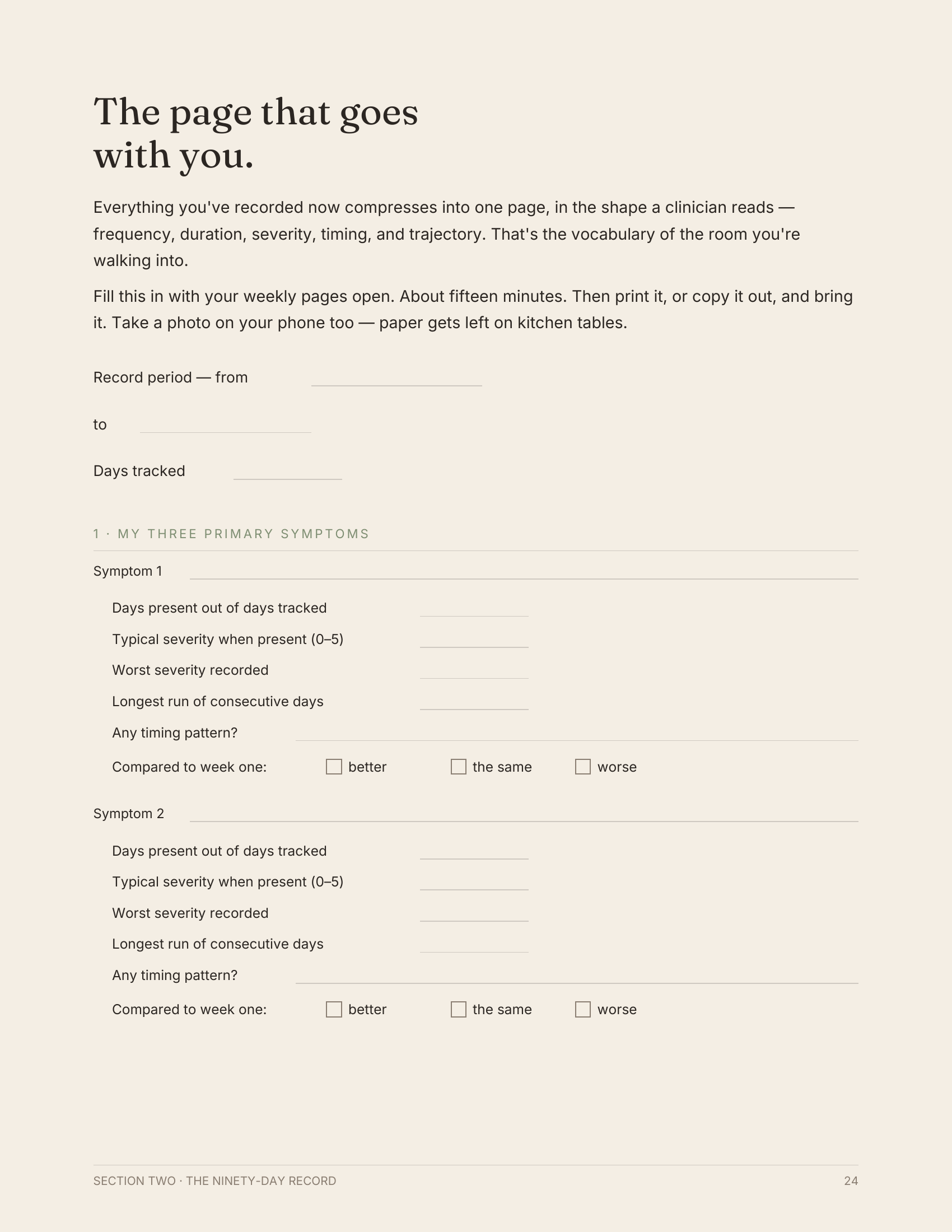 Sample Pattern Summary page from the Prep Kit